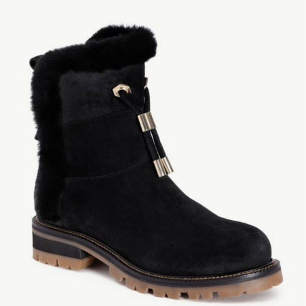 TwinSet Nero Shearling Leather Biker Boots